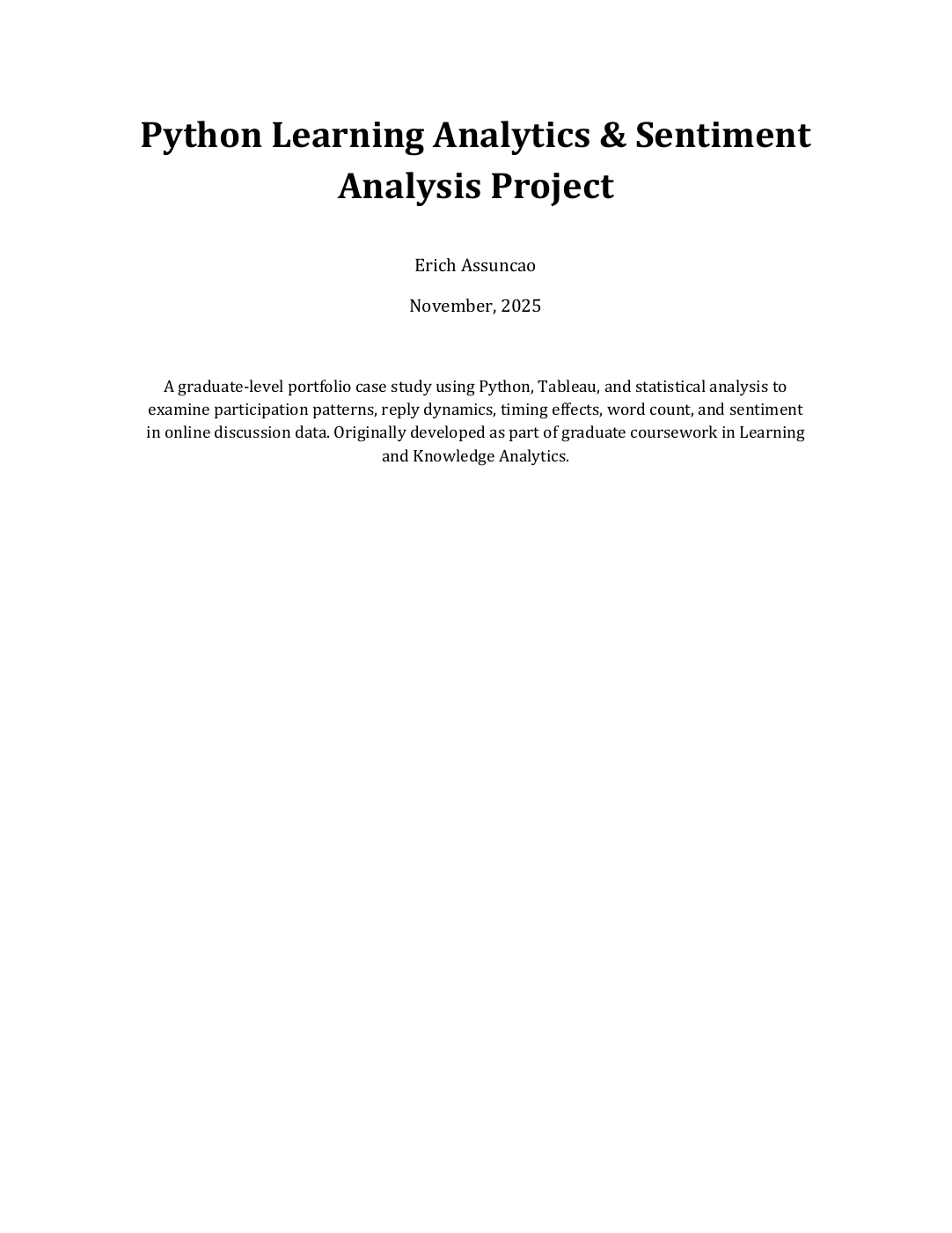 Cover of the Learning Analytics & Sentiment case study