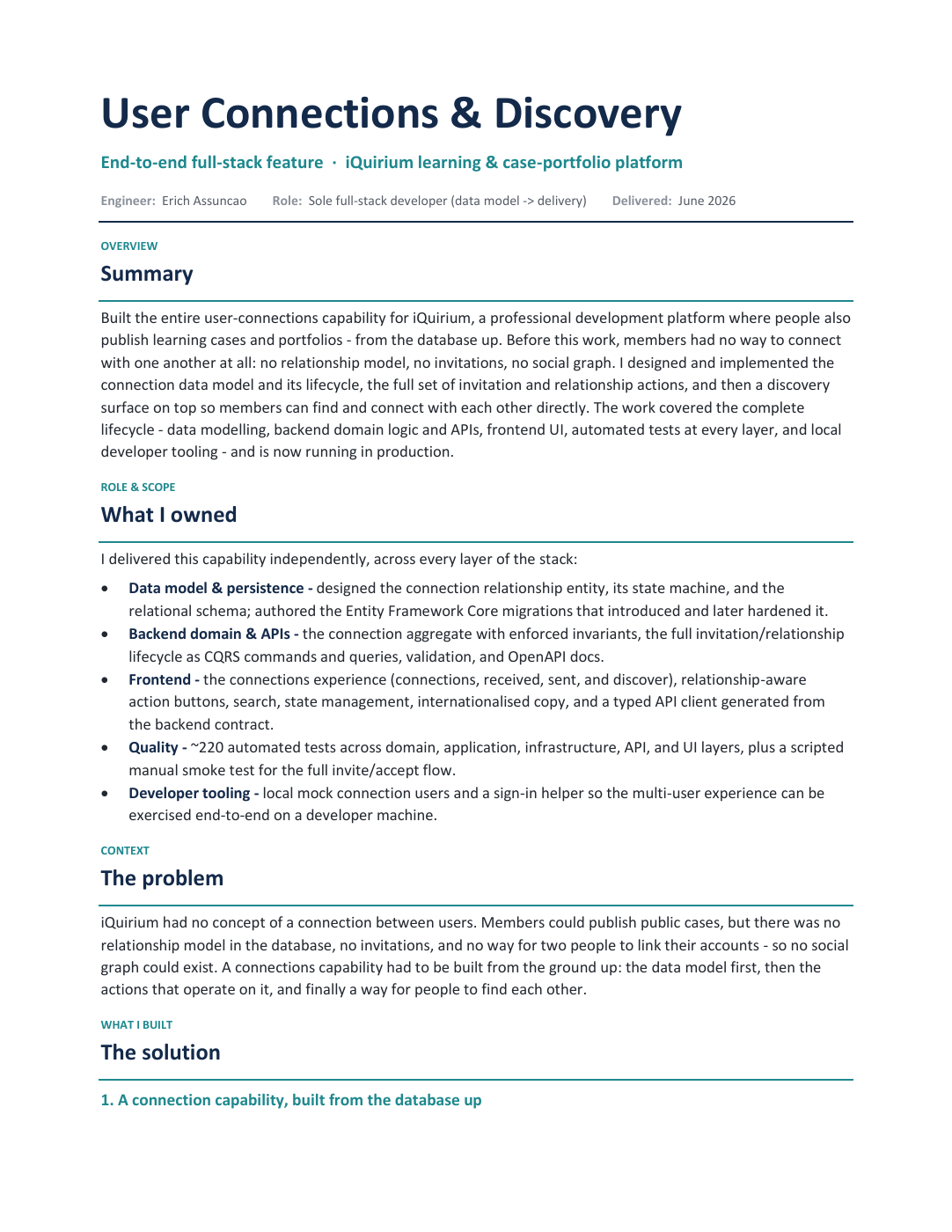 Cover of the User Connections & Discovery case study